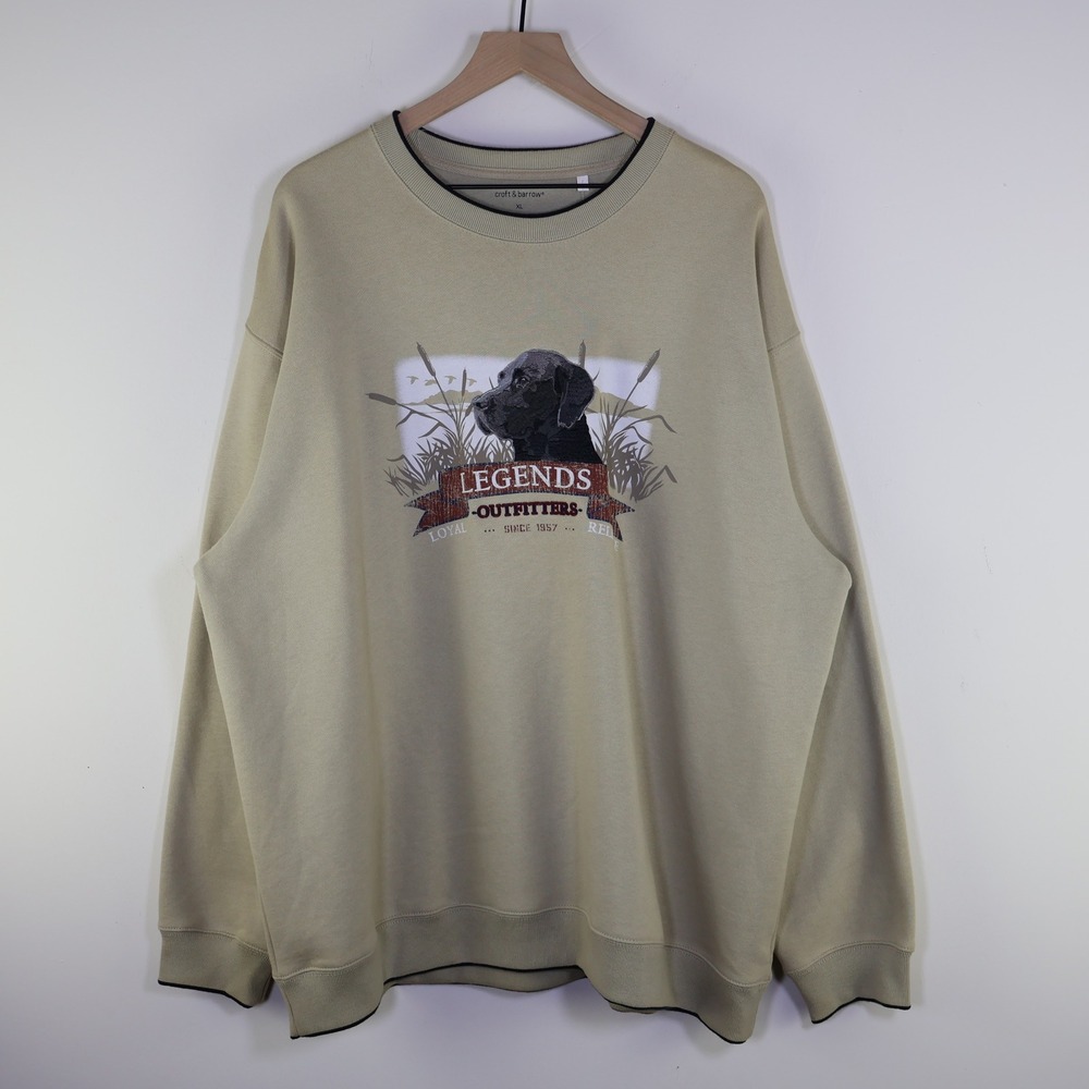 Croft & Barrow Mens XL Legends Outfitters Black Lab Dog Graphic Sweatshirt Tan